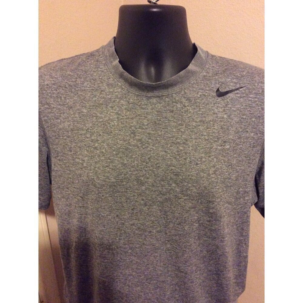Men’s Nike Dri-Fit Logo Shirt Heather Gray Size Medium M Polyester Short Sleeve - Picture 2 of 11